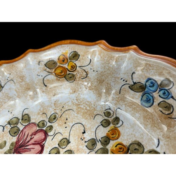 Wall Plate Majolica Pottery Deruta Italy Hand Painted Floral Ceramic 9. 75"  Vtg - Picture 3 of 7